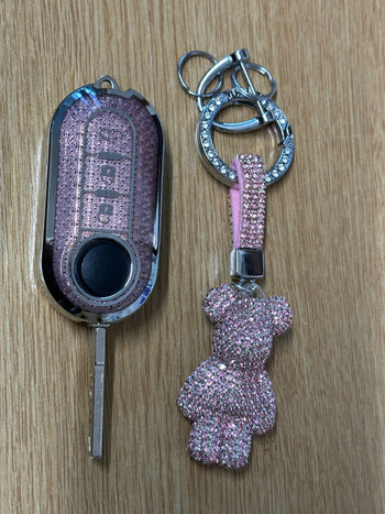 Pink/Silver Bling Diamante Key Remote Cover Case For Fiat 500 Punto + other