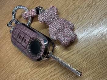 Pink/Silver Bling Diamante Key Remote Cover Case For Fiat 500 Punto + other