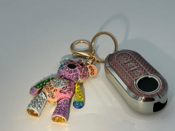 Pink Rhinestone Bear Key Ring/Designed for Fiat 500 key plus others makes