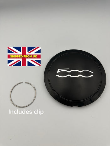 Fiat 500 Black Alloy Wheel Centre Cap 51884863 SINGLE – WITH CLIP