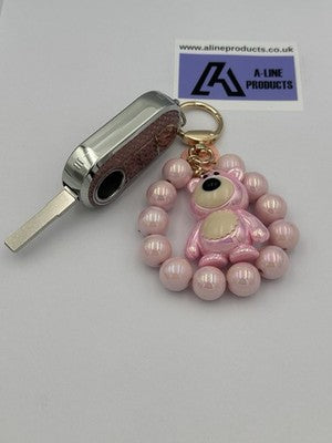 Pink / Pearl bead Key Remote Cover Case For Fiat 500 Punto + others