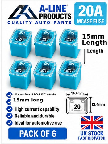 MCASE Automotive Fuse 15mm Long Pack of 6
