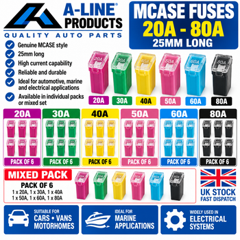 MCASE Automotive Fuse 25mm Long Pack of 6