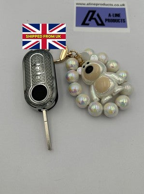Fiat 500 Punto + others White / Pearl bead Key Remote Cover Case
