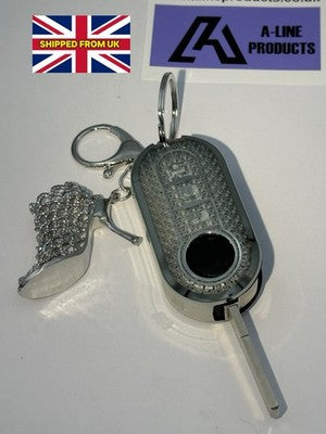 Silver high heal Bling Diamante Key Remote Cover Case keyring For Fiat 500