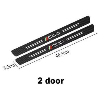 Aftermarket Fiat 500 2pcs Carbon Fiber Colour Door Sill Protector Stickers