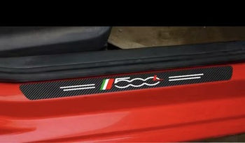 Aftermarket Fiat 500 2pcs Carbon Fiber Colour Door Sill Protector Stickers