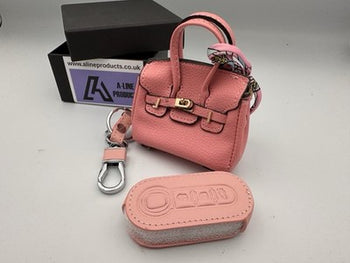 Fiat 500 Pink Keyring Gift Set –  Handbag Style Key Holder (Bag Opens)
