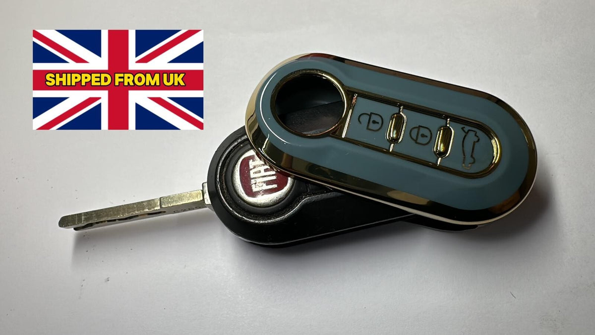 BLUE/GREY Key Remote Cover Case For Fiat 500 Punto Bravo Panda Tipo Ducato