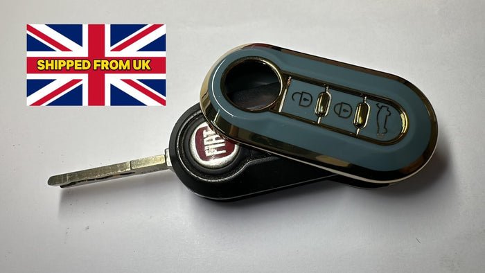 BLUE/GREY Key Remote Cover Case For Fiat 500 Punto Bravo Panda Tipo Ducato