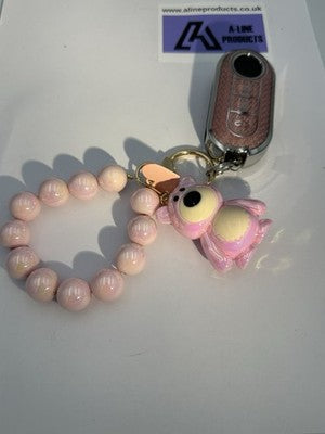 Pink / Pearl bead Key Remote Cover Case For Fiat 500 Punto + others