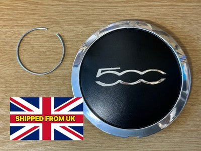 1X Aftermarket Fiat 500 True Chrome Alloy Wheel Centre Cap – WITH CLIP