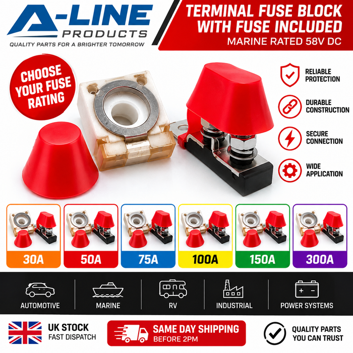 Terminal Fuse Block with Fuse Marine Rated Battery 58V DC